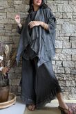 Rustic Nature Bubble Cotton Slant Frill Pant Washed Charcoal